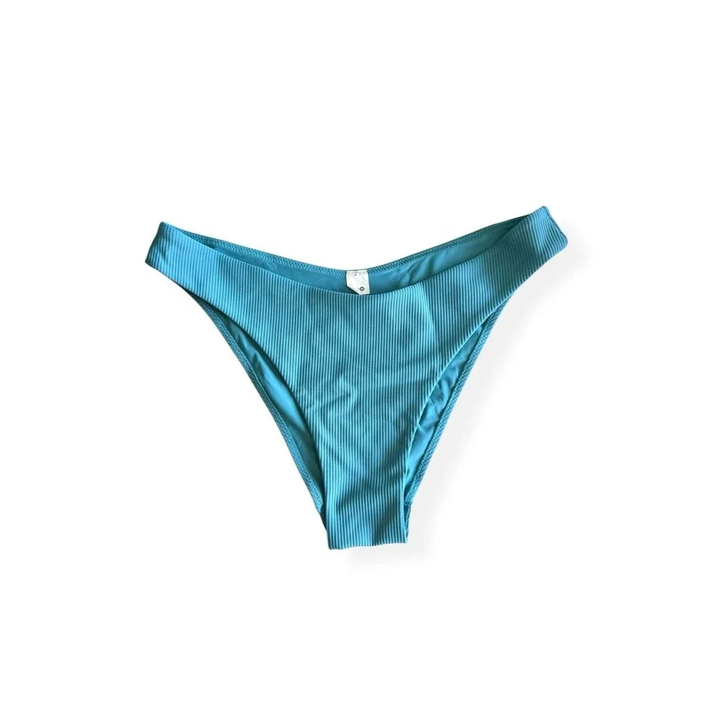 Lululemon Teal Ribbed High-Rise Skimpy-Fit Swim Bikini Bottoms Summer Athletic
